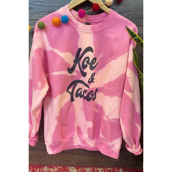 NWT Koe & Tacos Pink Swirl Graphic Unisex Sweatshirt - Picture 1 of 1
